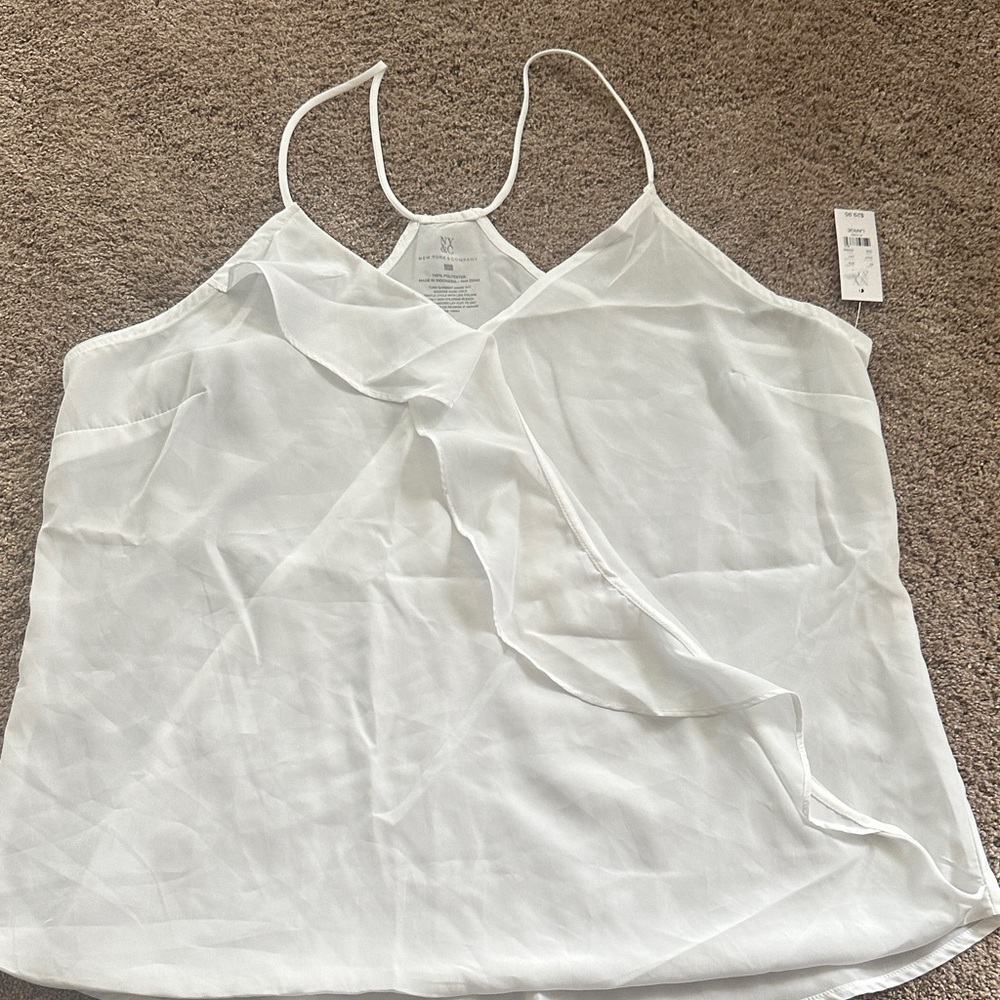 Ruffle V-Neck Spaghetti Strap Tank Top